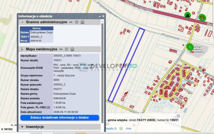 Działka Sprzedaż Białystok Fasty Leśna 1